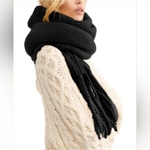 Free People Oversized Jaden Black Sweater Blanket Scarf